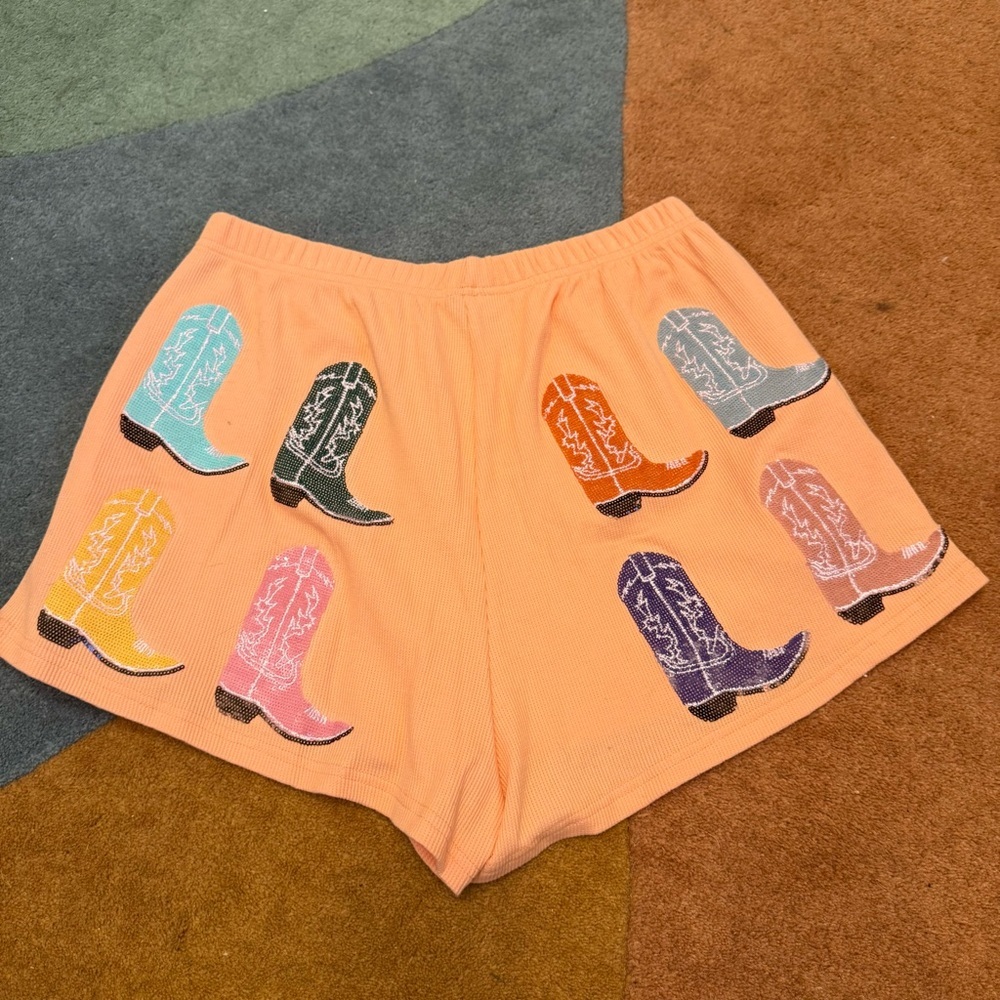 NWT Queen Of Sparkles / Waffle Cowboy Boot Shorts - Picture 5 of 7